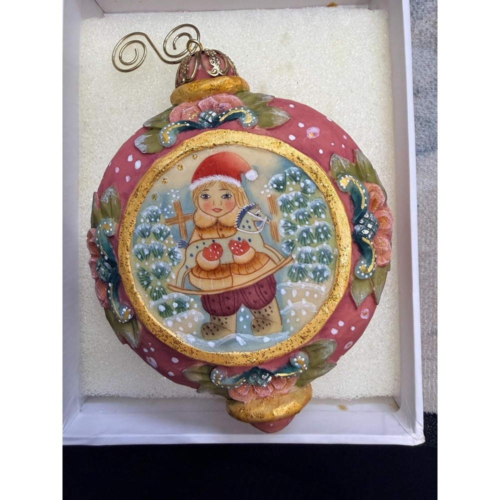 G. DeBrekht Artistic Studios Christmas Ornament Girl With Rocking Horse